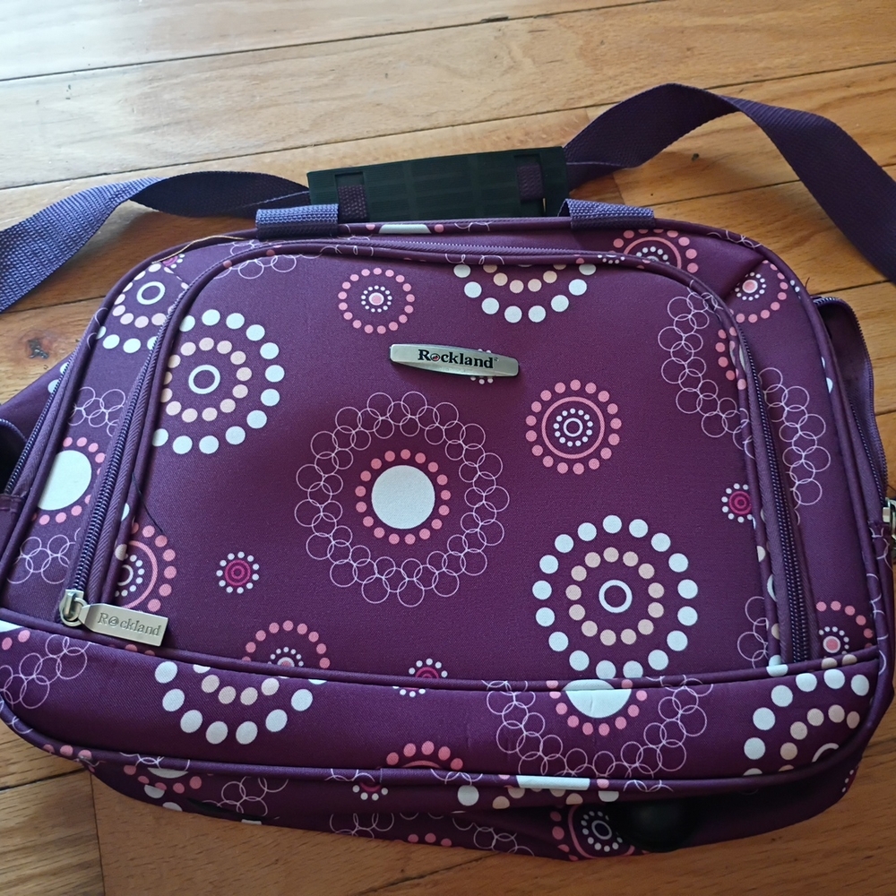 Purple and White Travel Bag with Circular Patterns